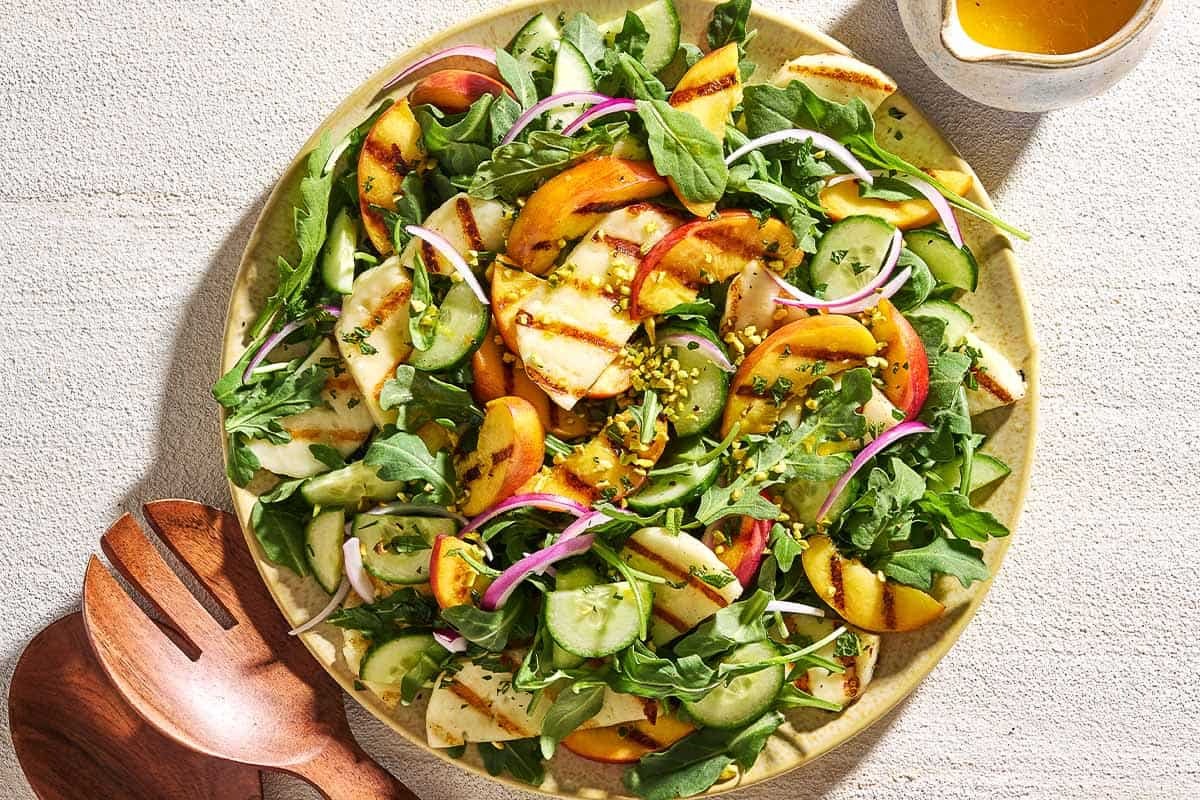 grilled-peach-salad-with-mint-pesto-recipe