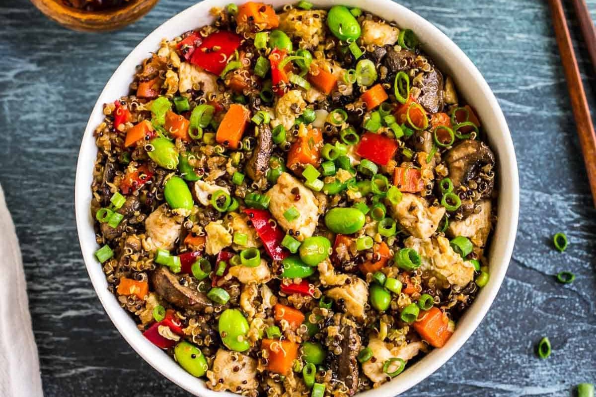 mushroom-and-edamame-quinoa-fried-rice-recipe