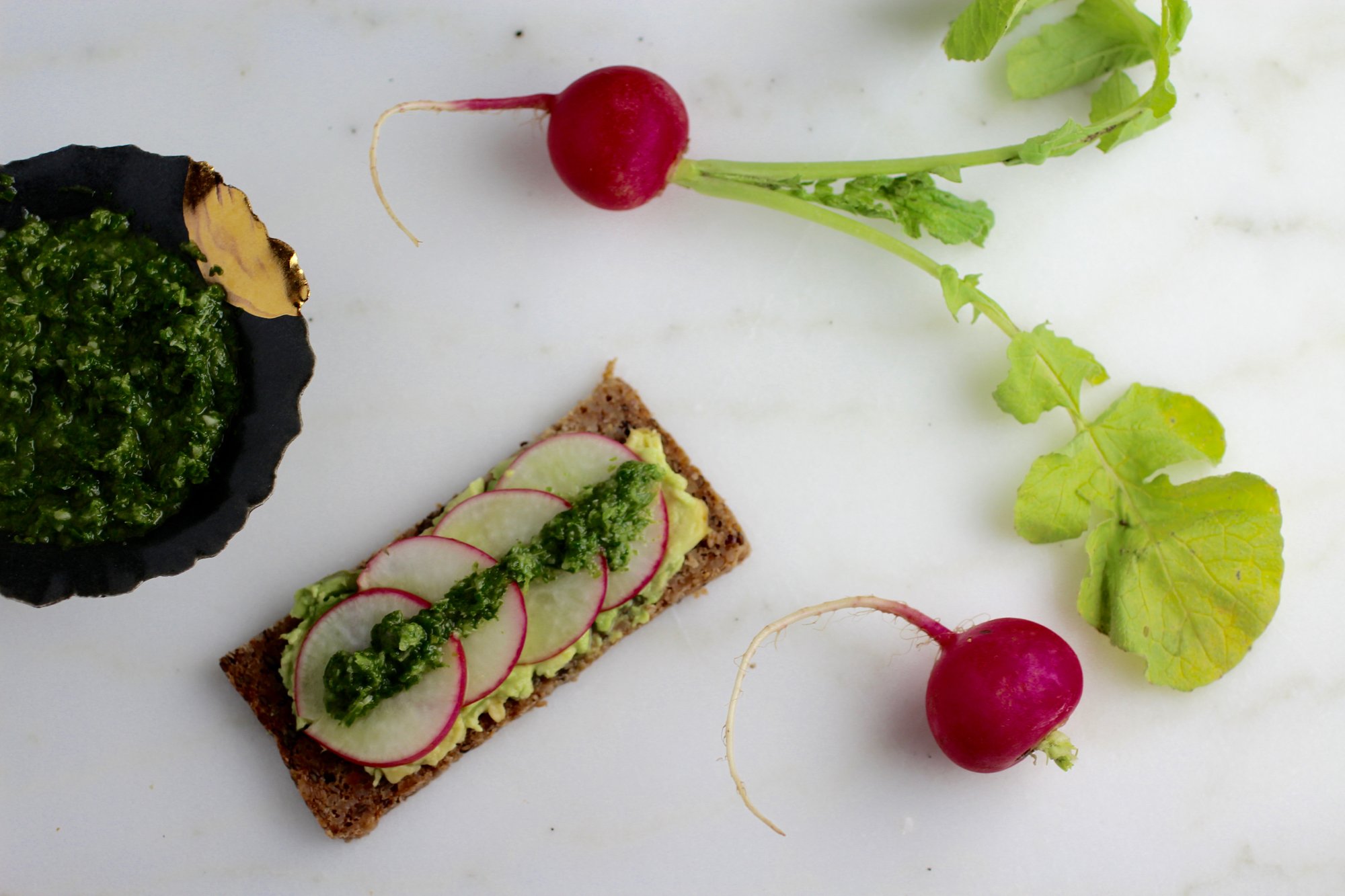 toast-with-radishes-dandelion-greens-recipe