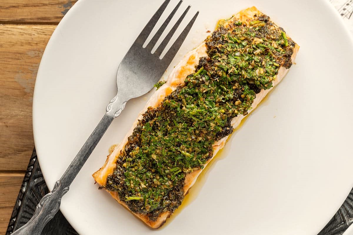 salmon-with-carrot-greens-chimichurri-recipe